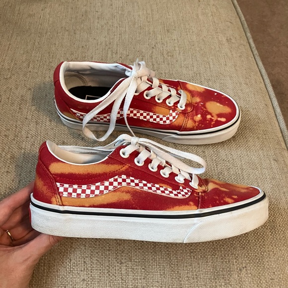 Vans Shoes - Vans red and orange with red checkered stripe